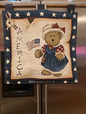 Boyds Bears Patriotic Bear Wall Hanging in Blue, Red, Cream